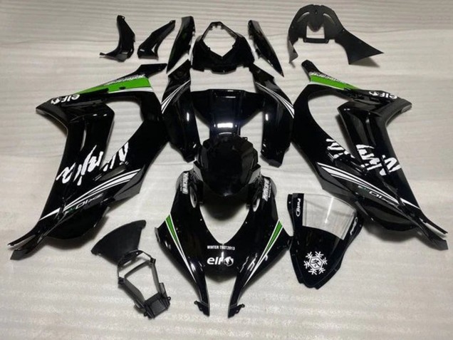 2016-2020 Glossy Black White Green Stripe Snow Kawasaki ZX10R Motorcycle Fairings Australia