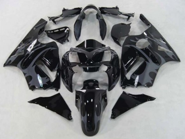 2002-2006 Glossy Black Grey Tribal Kawasaki ZX12R Motorcycle Fairings Australia