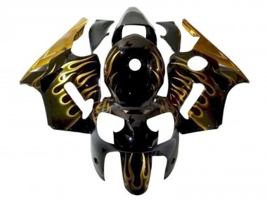 2002-2006 Glossy Black Gold Flame Kawasaki ZX12R Motorcycle Fairings Australia