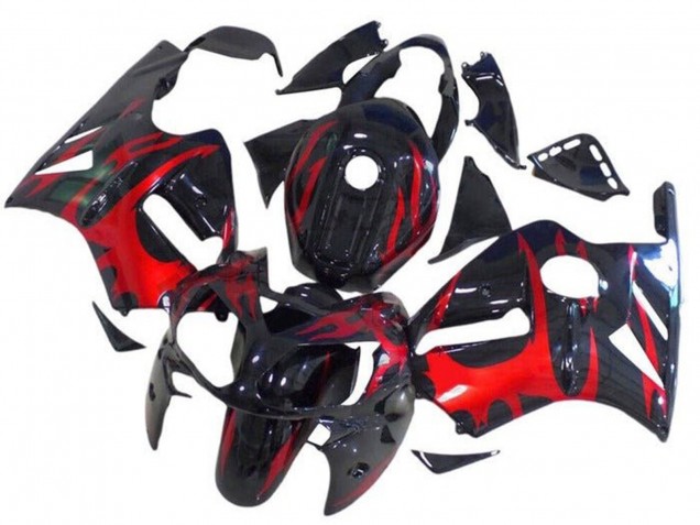2002-2006 Glossy Black Red Tribal Kawasaki ZX12R Motorcycle Fairings Australia
