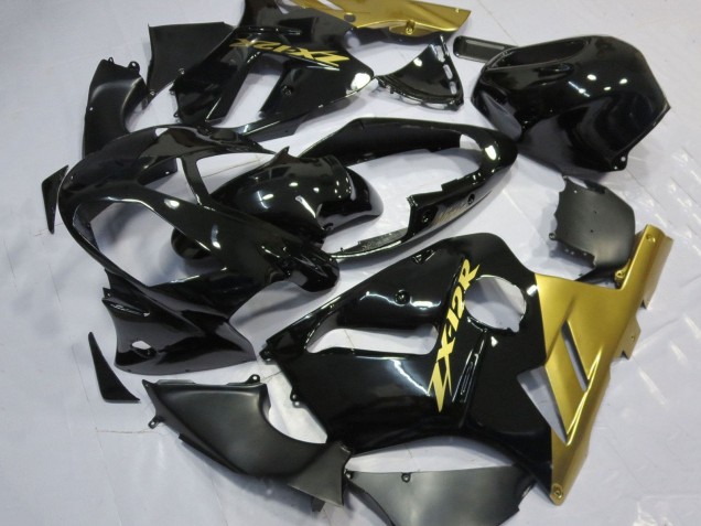 2002-2006 Glossy Black Gold Kawasaki ZX12R Motorcycle Fairings Australia