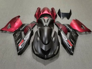 2006-2011 Matte Black Red Silver Flame Kawasaki ZX14R ZZR1400 Motorcycle Fairings Australia