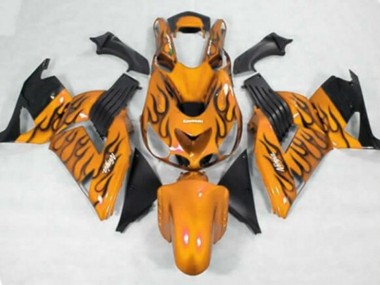 2006-2011 Orange Black Flame Kawasaki ZX14R ZZR1400 Motorcycle Fairings Australia