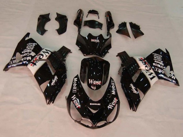 2006-2011 Glossy Black White West Kawasaki ZX14R ZZR1400 Motorcycle Fairings Australia