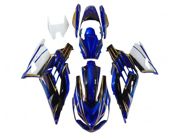 2012-2024 White Gold Blue Black Stripe Kawasaki ZX14R ZZR1400 Motorcycle Fairings Australia