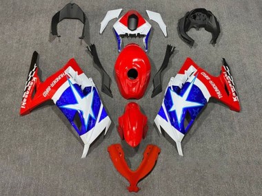 2013-2024 White Red Blue Star Captain America Kawasaki EX300 Motorcycle Fairings Australia