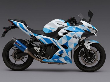 2024-2025 White Blue Geometric Kawasaki Ninja 500 EX500R Motorcycle Fairings Australia