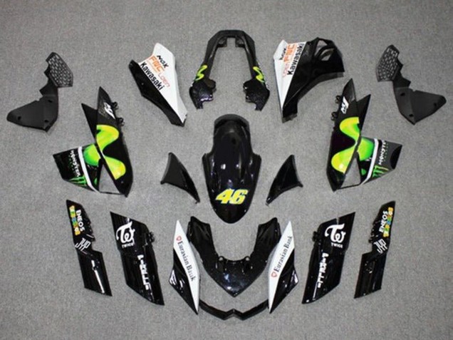 2010-2013 Glossy Black White Green MoviStar Monster Kawasaki Z1000 Motorcycle Fairings Australia