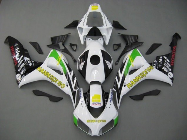 2006-2007 White Green Yellow Glossy Black Hannspree Honda CBR1000RR Motorcycle Fairings Australia