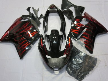1996-2007 Glossy Black Red Flame Honda CBR1100XX Blackbird Motorcycle Fairings Australia