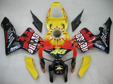 2005-2006 Black Yellow Rossi Honda CBR600RR Motorcycle Fairings Australia