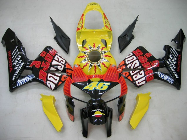 2005-2006 Black Yellow Rossi Honda CBR600RR Motorcycle Fairings Australia