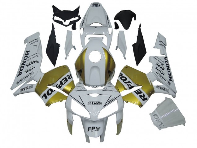 2005-2006 White Gold Repsol Honda CBR600RR Motorcycle Fairings Australia