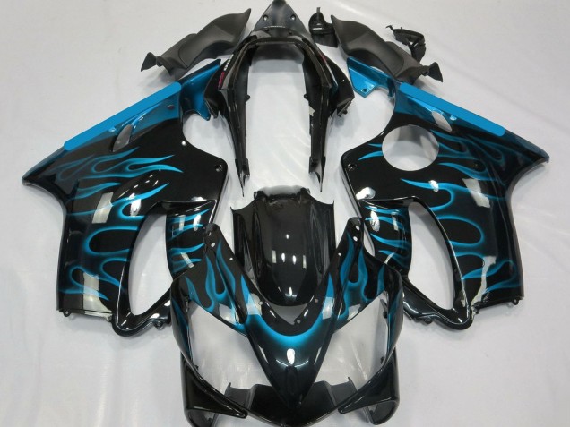 2004-2007 Glossy Black Light Blue Flame Honda CBR600 F4i Motorcycle Fairings Australia