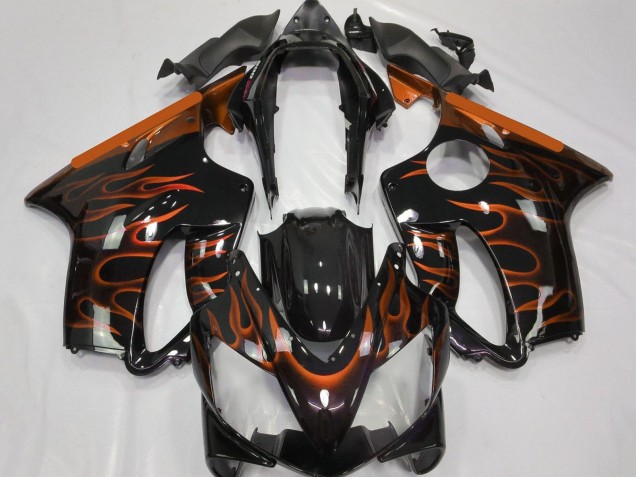 2004-2007 Glossy Black Orange Flame Honda CBR600 F4i Motorcycle Fairings Australia