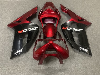 2003-2004 Red Glossy Black White Ninja Kawasaki ZX6R Motorcycle Fairings Australia