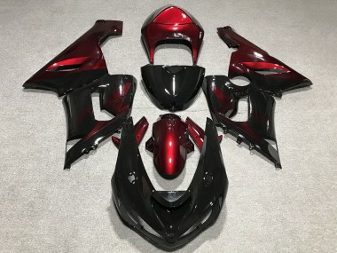 2005-2006 Red Glossy Black Kawasaki ZX6R Motorcycle Fairings Australia
