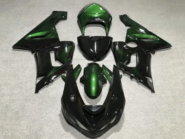 2005-2006 Green Glossy Black Kawasaki ZX6R Motorcycle Fairings Australia