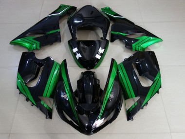 2005-2006 Green White Glossy Black Kawasaki ZX6R Motorcycle Fairings Australia