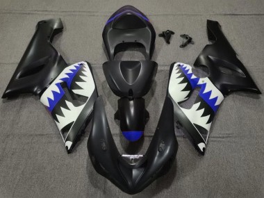 2005-2006 Matte Black White Blue Shark Kawasaki ZX6R Motorcycle Fairings Australia