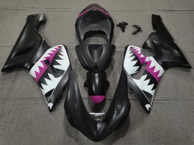2005-2006 Matte Black White Pink Shark Kawasaki ZX6R Motorcycle Fairings Australia