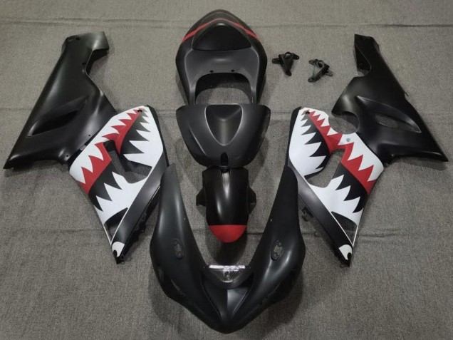 2005-2006 Matte Black White Red Shark Kawasaki ZX6R Motorcycle Fairings Australia