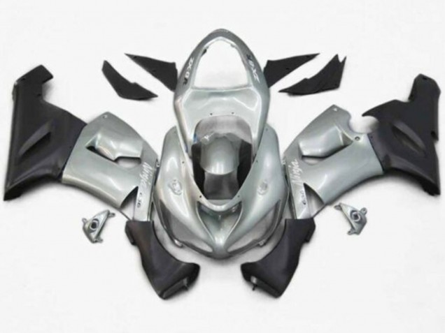 2005-2006 Silver Matte Black Kawasaki ZX6R Motorcycle Fairings Australia