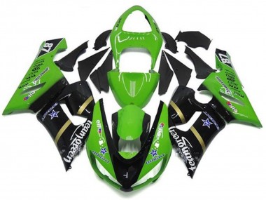 2005-2006 Green Glossy Black Blue Star Team Green Kawasaki ZX6R Motorcycle Fairings Australia