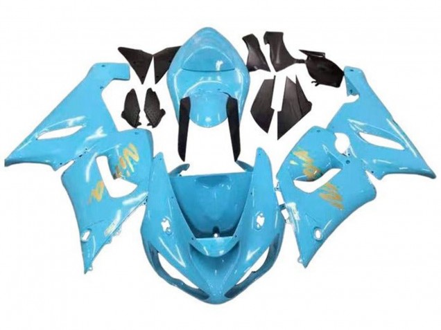 2005-2006 Light Blue Gold Kawasaki ZX6R Motorcycle Fairings Australia