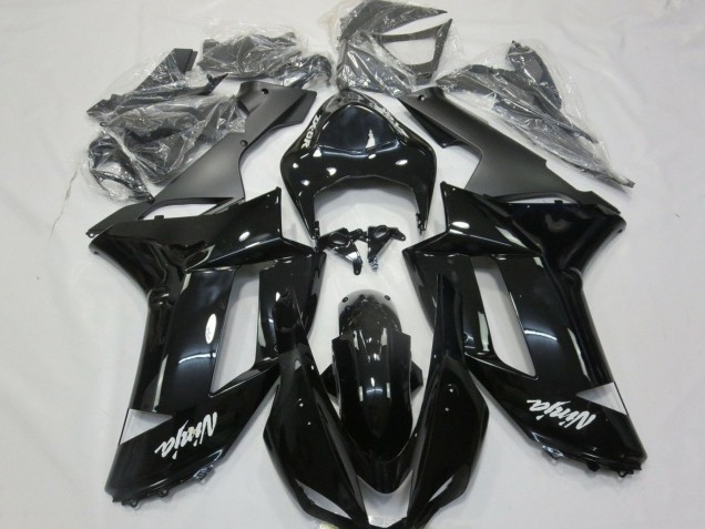 2007-2008 Glossy Black Matte Black White Decals Kawasaki ZX6R Motorcycle Fairings Australia
