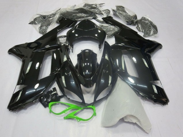 2007-2008 Glossy Black Neon Green Kawasaki ZX6R Motorcycle Fairings Australia