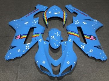 2007-2008 Light Blue Rainbow Kawasaki ZX6R Motorcycle Fairings Australia