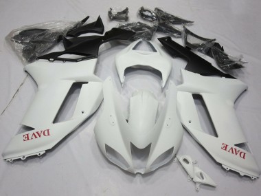 2007-2008 Matte White Red Kawasaki ZX6R Motorcycle Fairings Australia