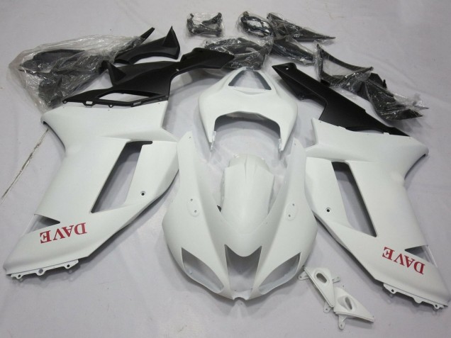 2007-2008 Matte White Red Kawasaki ZX6R Motorcycle Fairings Australia