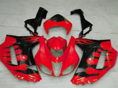 2007-2008 Red Black Flame Kawasaki ZX6R Motorcycle Fairings Australia