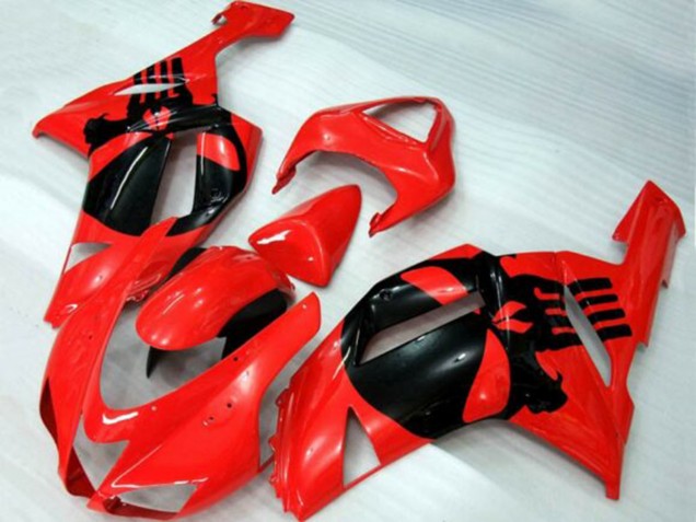 2007-2008 Red Black Skull Kawasaki ZX6R Motorcycle Fairings Australia