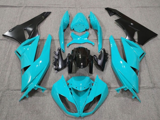 2007-2008 Turquoise Blue Black Matte Black Kawasaki ZX6R Motorcycle Fairings Australia