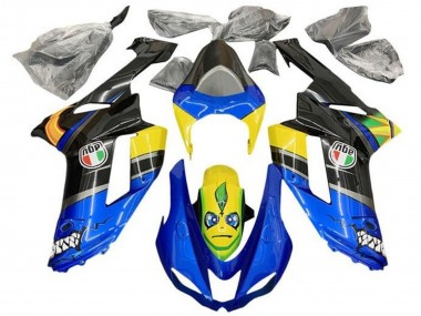 2007-2008 Blue Black Yellow Shark Kawasaki ZX6R Motorcycle Fairings Australia