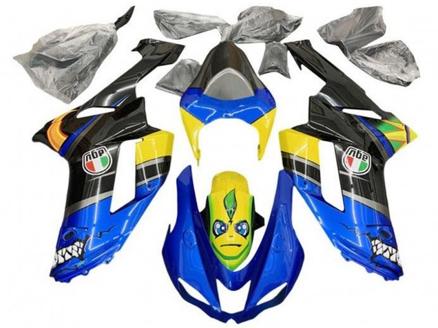 2007-2008 Blue Black Yellow Shark Kawasaki ZX6R Motorcycle Fairings Australia