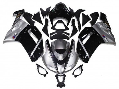 2007-2008 Silver Black Elf Kawasaki ZX6R Motorcycle Fairings Australia