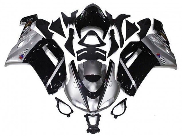 2007-2008 Silver Black Elf Kawasaki ZX6R Motorcycle Fairings Australia