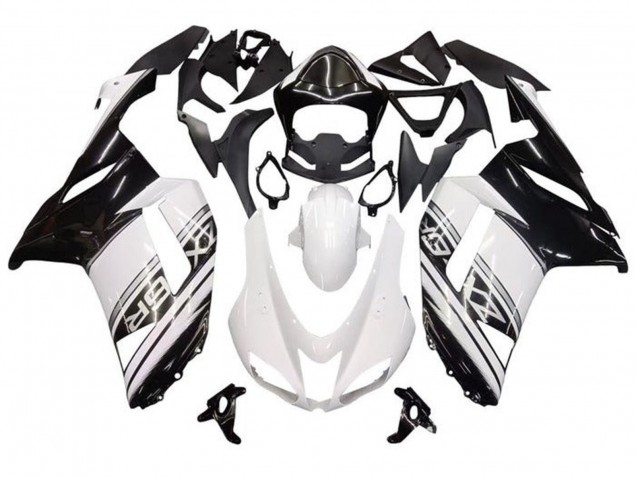 2007-2008 White Black Silver Stripe Kawasaki ZX6R Motorcycle Fairings Australia