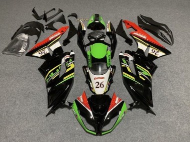 2009-2012 Green Glossy Black White Red Showr 26 Kawasaki ZX6R Motorcycle Fairings Australia