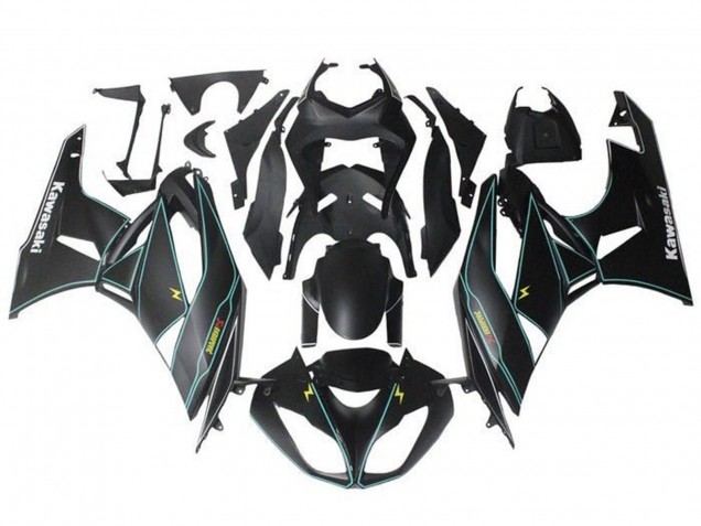 2009-2012 Matte Black Blue Yellow Stripe Kawasaki ZX6R Motorcycle Fairings Australia