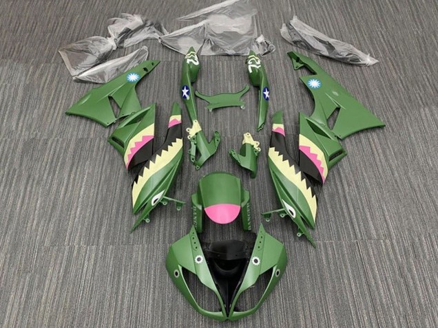 2009-2012 Yellow Pink Matte Green Shark Kawasaki ZX6R Motorcycle Fairings Australia