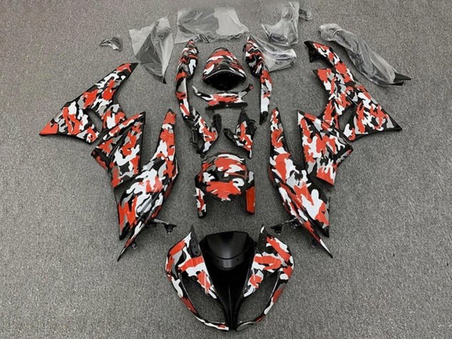 2009-2012 Red White Black Camouflage Kawasaki ZX6R Motorcycle Fairings Australia