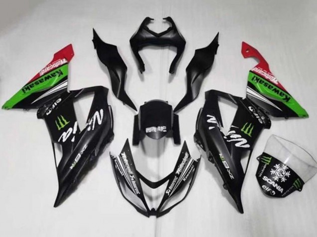 2013-2018 Matte Black Green Red White Monster Snow Kawasaki ZX6R Motorcycle Fairings Australia