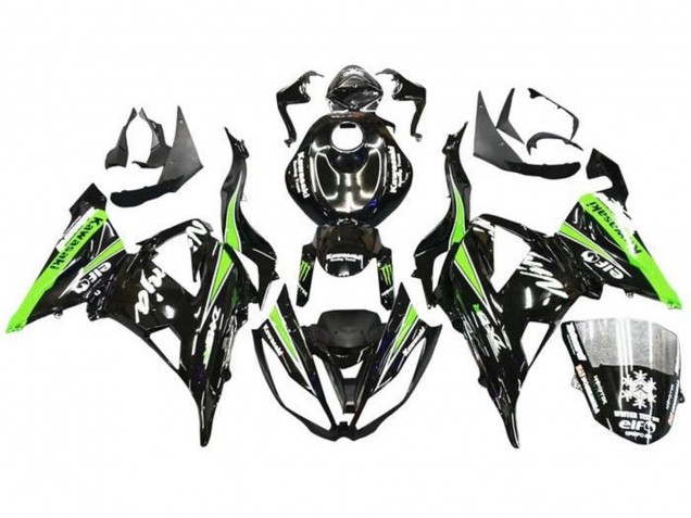 2013-2018 Glossy Black Green White Monster Snow Kawasaki ZX6R Motorcycle Fairings Australia