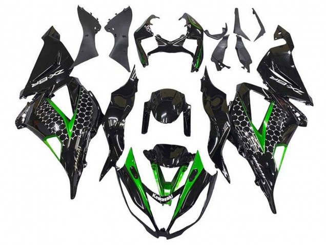 2013-2018 Glossy Black Green White Honeycomb Kawasaki ZX6R Motorcycle Fairings Australia