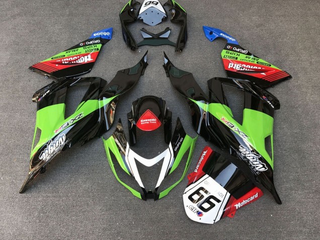 2013-2018 Green Black Red White Motocard 66 Kawasaki ZX6R Motorcycle Fairings Australia